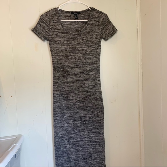 Forever 21 Gray, Black Short sleeve double sided slit maxi dress size small - Picture 9 of 11